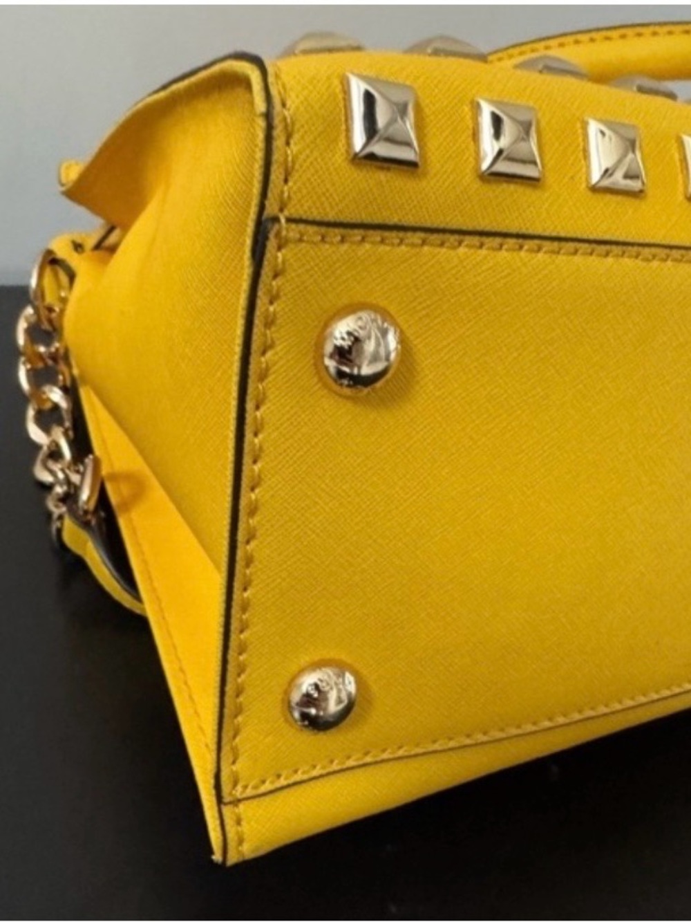 Michael Kors Hamilton Studded Leather Satchel - Picture 8 of 10